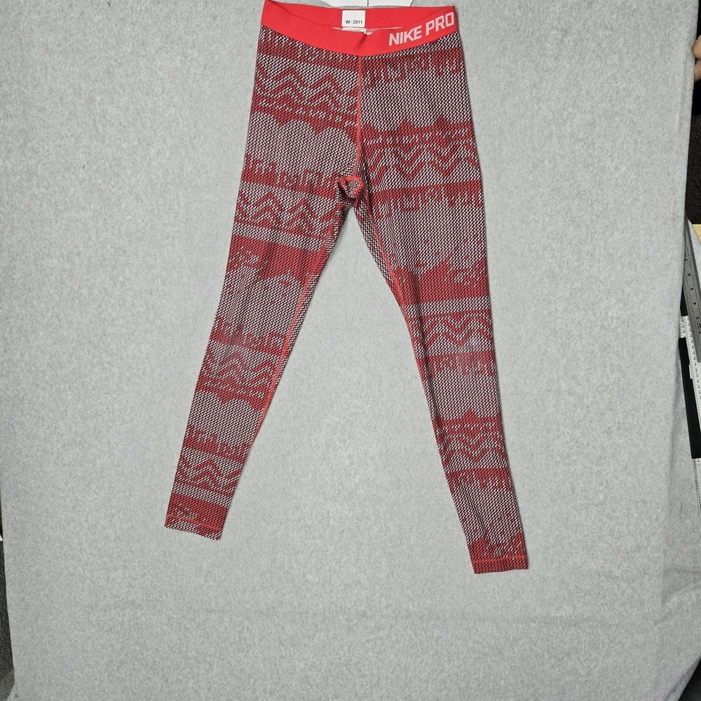 Nike Pro Women Activewear‎ Pants M Red Hyperwarm Nordic Legging Dri-Fit
